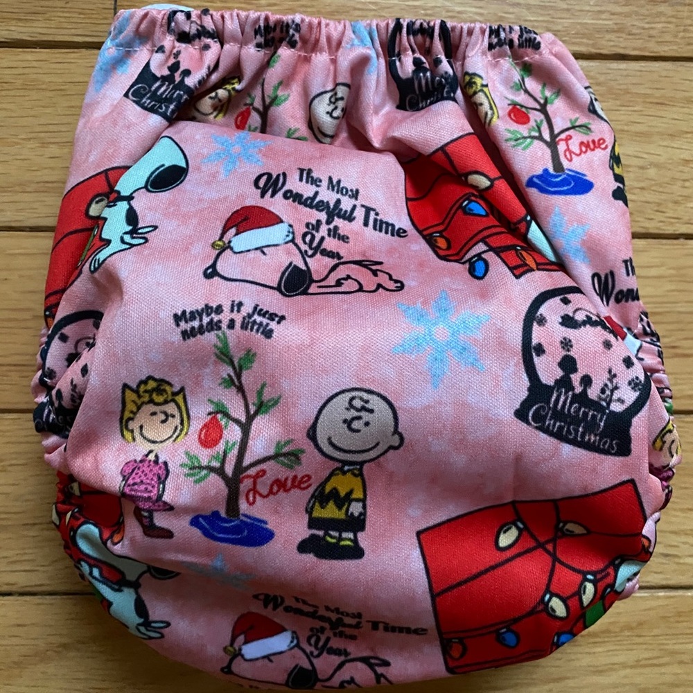Texas Tushies Snoopy Christmas cloth diaper